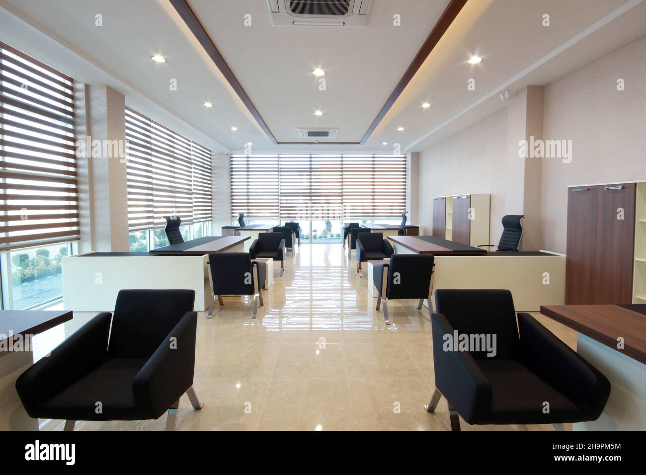 Modern and office space office tables and chairs stock photo alamy