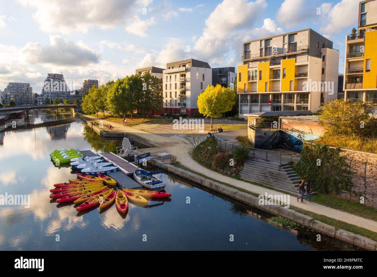 Saint-Cyr quay and Vilaine river in Rennes, Brittany, France Stock Photo