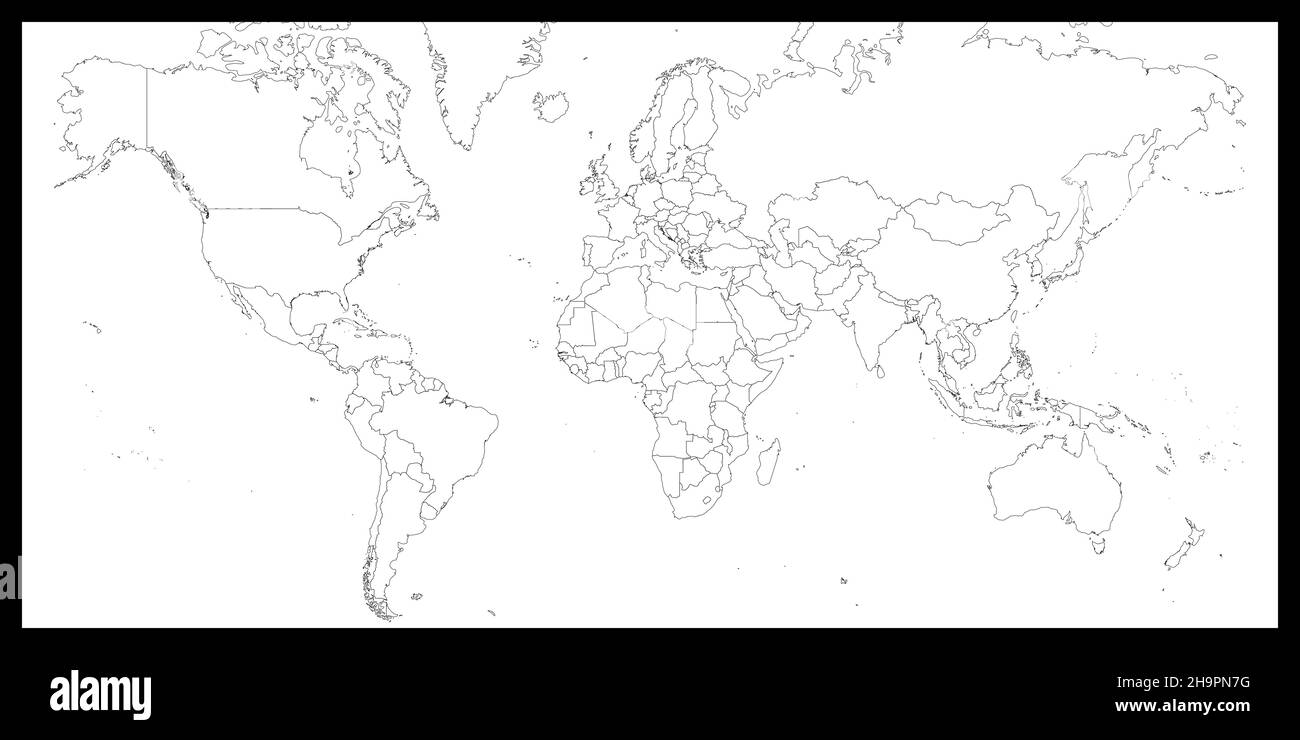 Black outline political map of World Stock Vector Image &amp; Art - Alamy