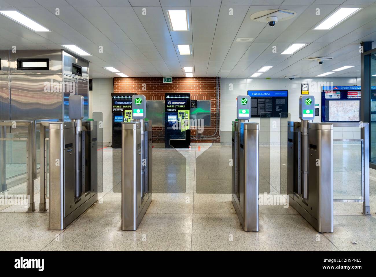 Automatic entrance of the Presto card system at Victoria Park subway stationDec. 8, 2021 Stock Photo