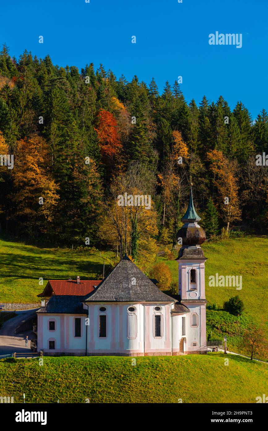 Wallfahrtskirche or parish church Maria Gern, Berchtesgaden, Bavarian Alps, Upper Bavaria, Southern Germany Stock Photo