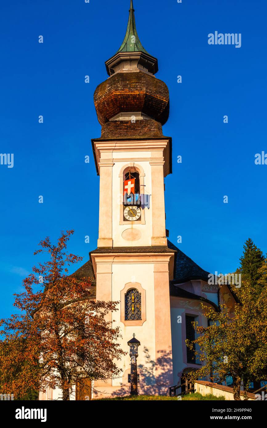 Wallfahrtskirche or parish church Maria Gern, Berchtesgaden, Bavarian Alps, Upper Bavaria, Southern Germany Stock Photo