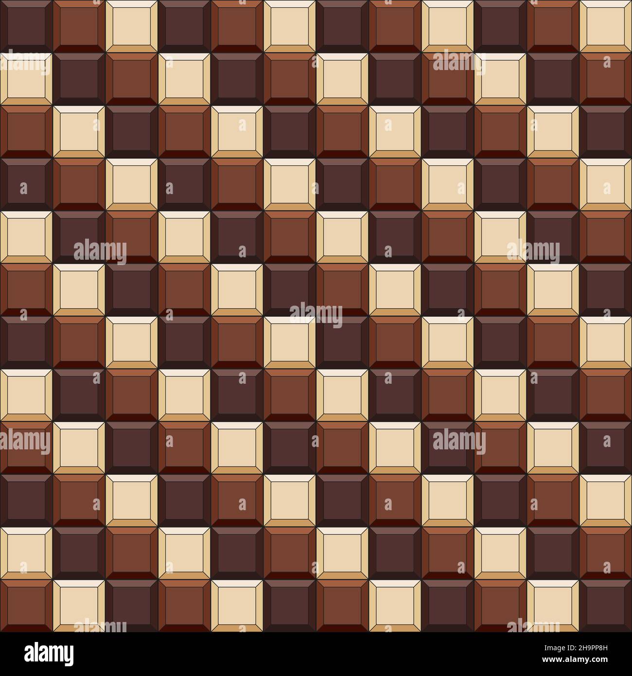 Seamless pattern with chocolate cubes, tiles. Vector color background. Stock Vector