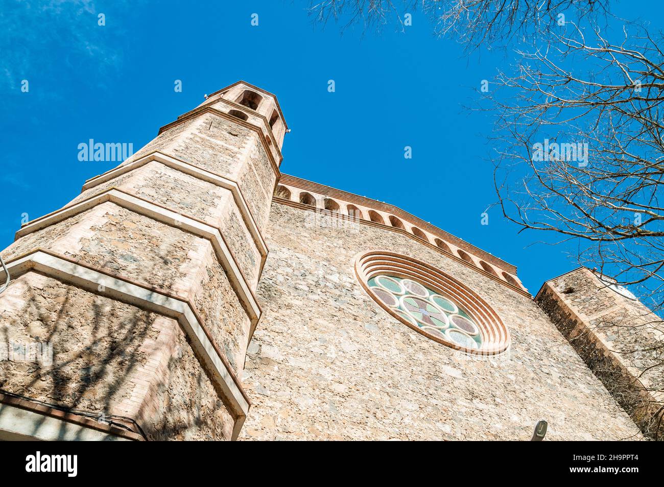 Sant Joan Baptista church, Sant Joan les Fonts, Catalonia, Spain Stock Photo