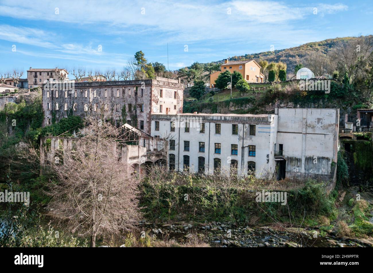 old paper industry, today industrial heritage, Sant Joan les Fonts, Garrotxa, Catalonia, Spain Stock Photo