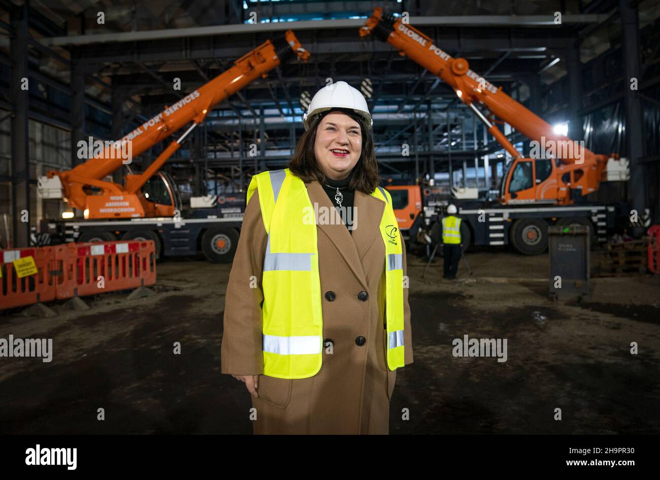 Leader of Glasgow City Council Susan Aitken during a tour of the construction site at Kelvin Hall where the BBC has been unveiled as the Tenant Operator for the new £11.9 million Kelvin Hall Film & Broadcast Studio Hub in Glasgow. Picture date: Wednesday December 8, 2021. Stock Photo