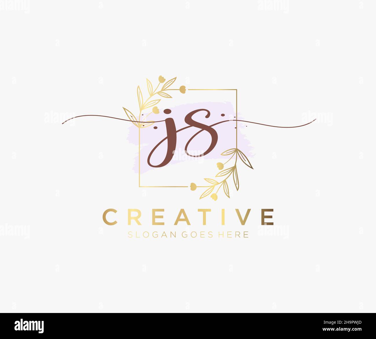 JS feminine logo. Usable for Nature, Salon, Spa, Cosmetic and Beauty Logos. Flat Vector Logo Design Template Element. Stock Vector