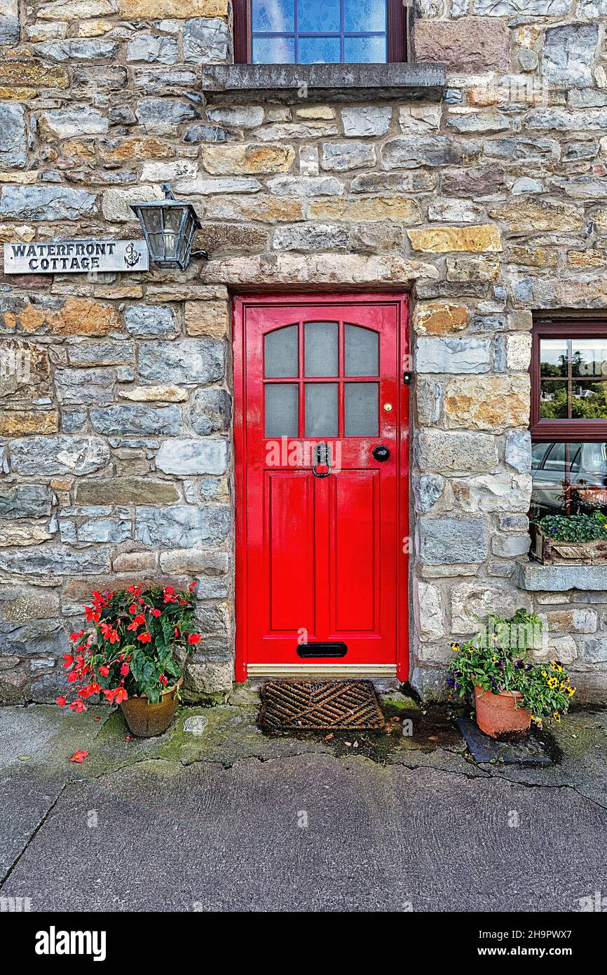Red door in a stone house, Waterfront Cottage, Newport, Mayo, Connacht