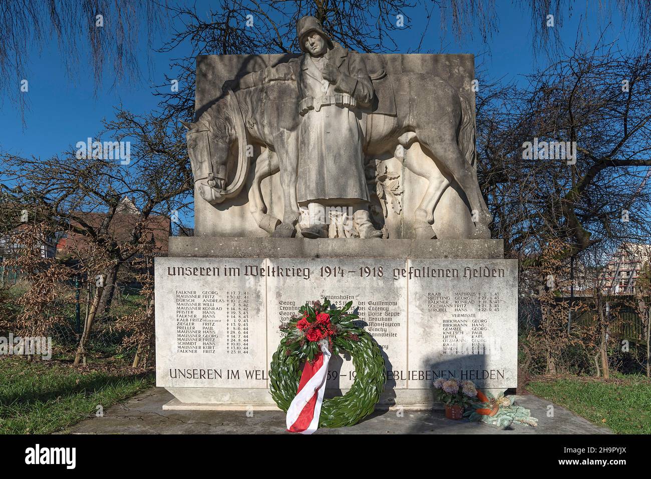 War Memorial for the Fallen of the First World War, 1914-1918, Simonshofen, Middle Franconia, Bavaria, Germany Stock Photo