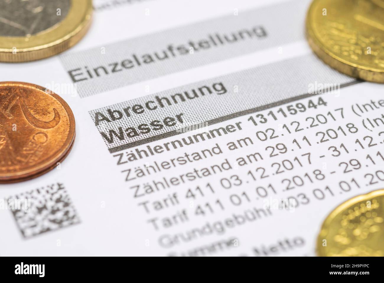 Annual notice, billing, water/wastewater charges, Germany Stock Photo