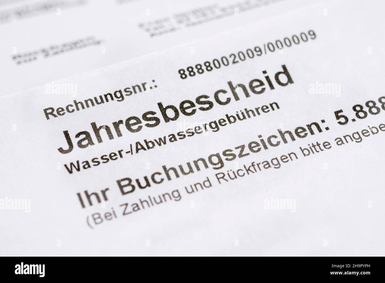 Annual notice, billing, water/wastewater charges, Germany Stock Photo