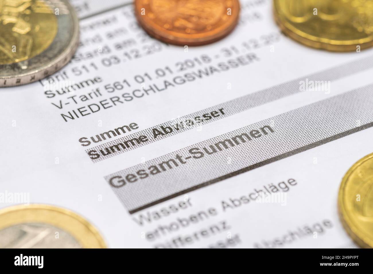 Annual notice, billing, water/wastewater charges, Germany Stock Photo