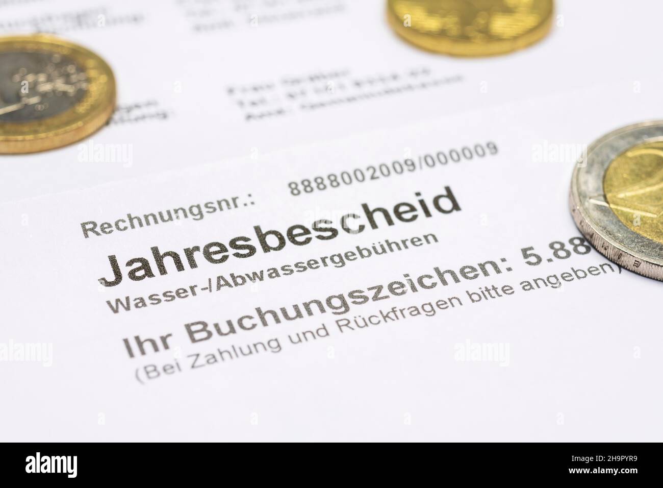 Annual notice, billing, water/wastewater charges, Germany Stock Photo