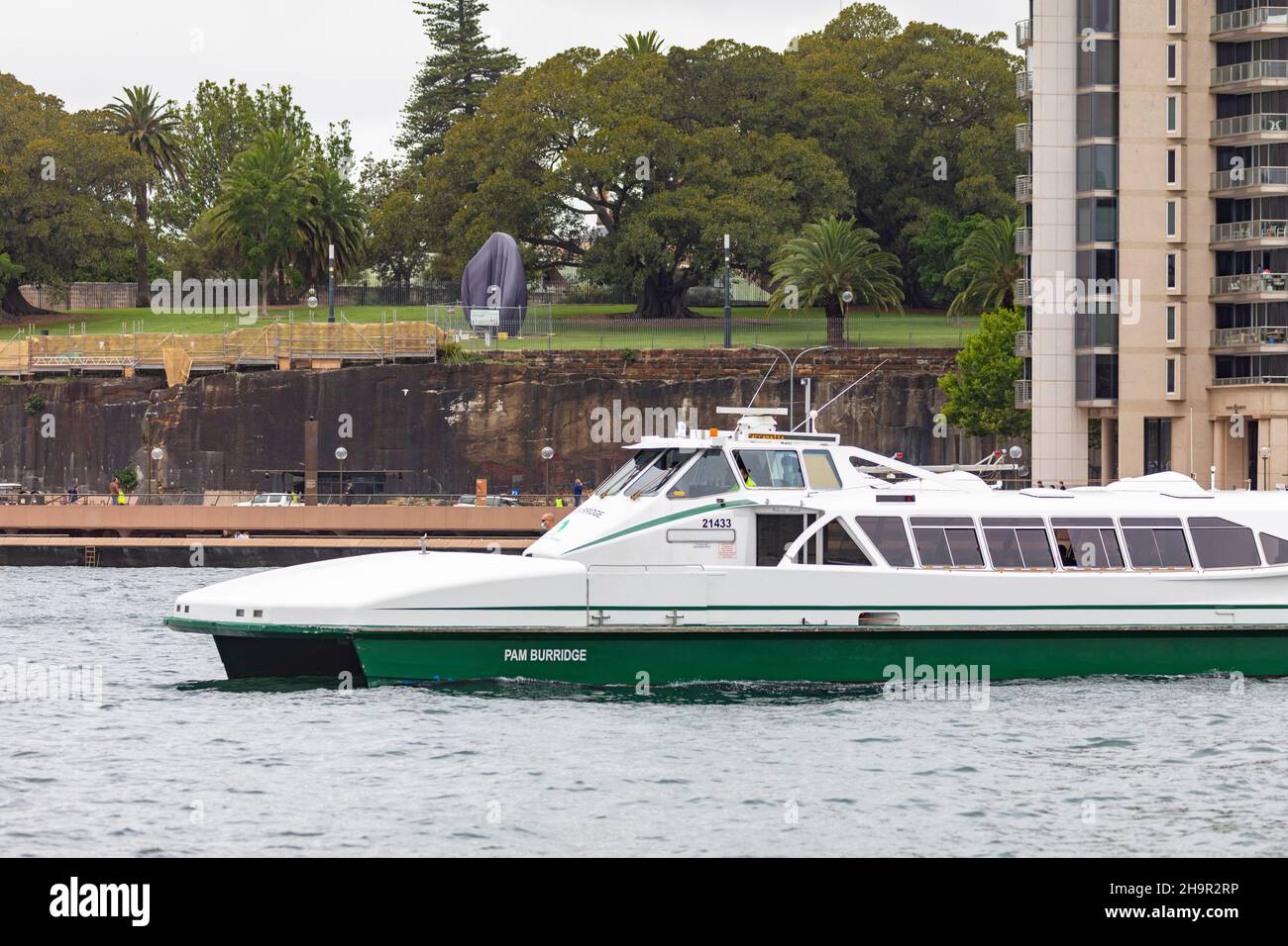 Sydney ferry MV Pam Burridge named after the female surfer is a harbourCat class ferry servicing the parramatta river in Sydney,NSW,Australia Stock Photo
