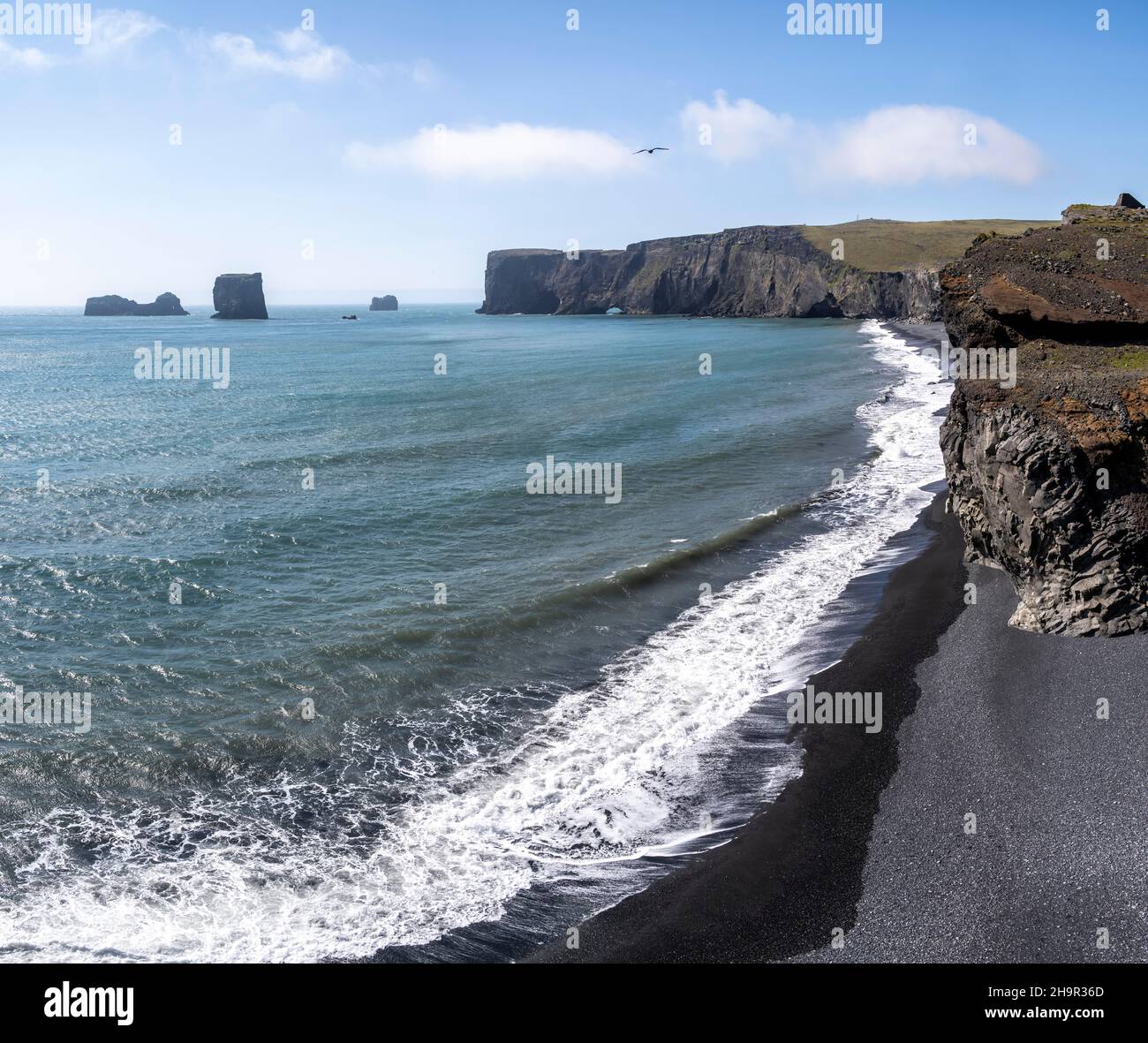 Cliff, Black Sand Beach, Dyrholaey, South Iceland, Iceland Stock Photo