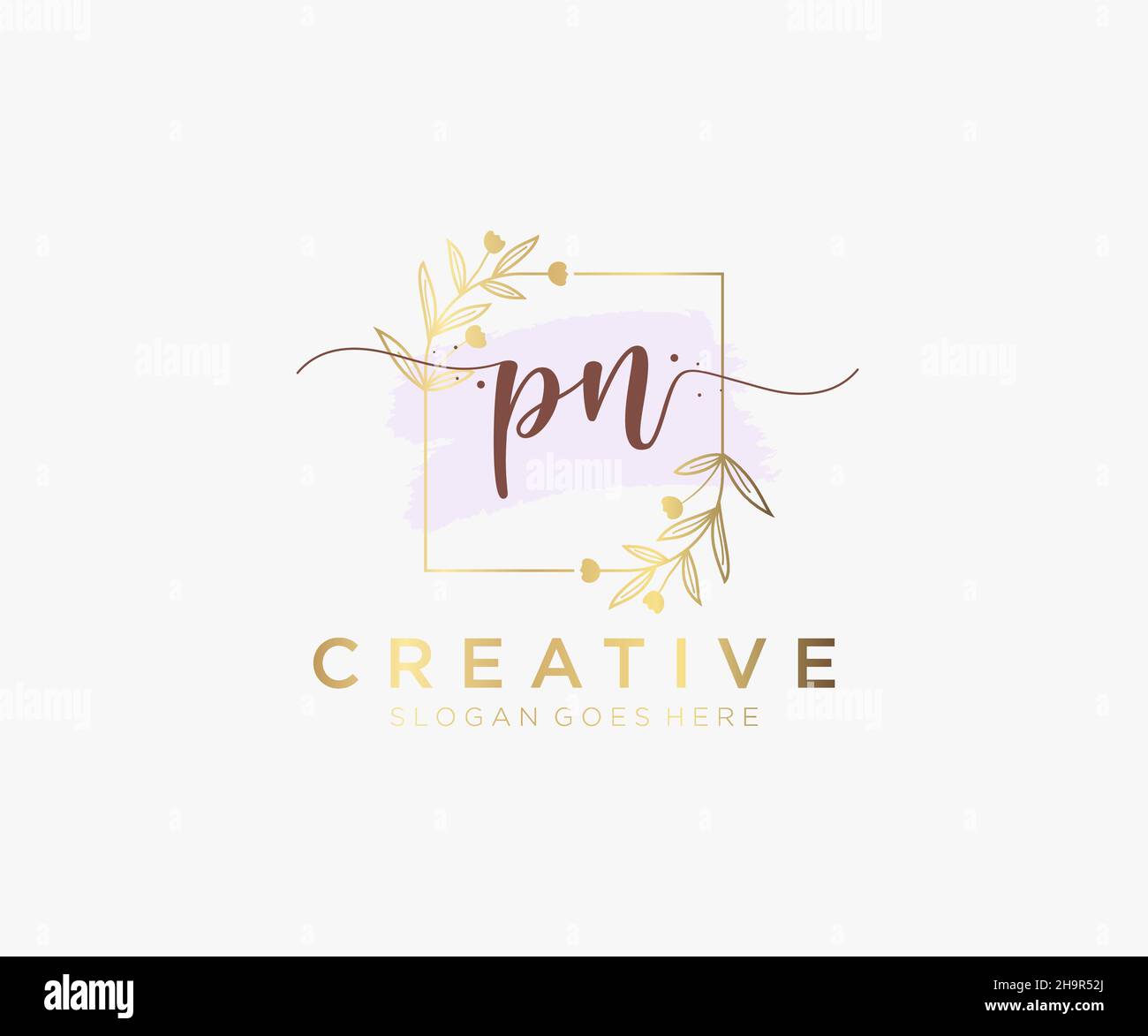 PN feminine logo. Usable for Nature, Salon, Spa, Cosmetic and Beauty Logos. Flat Vector Logo Design Template Element. Stock Vector