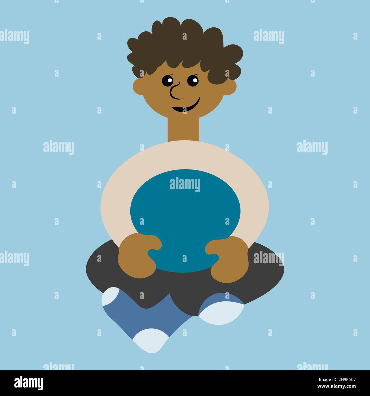 Illustration on a square background - a man sitting cross his legs - a ...