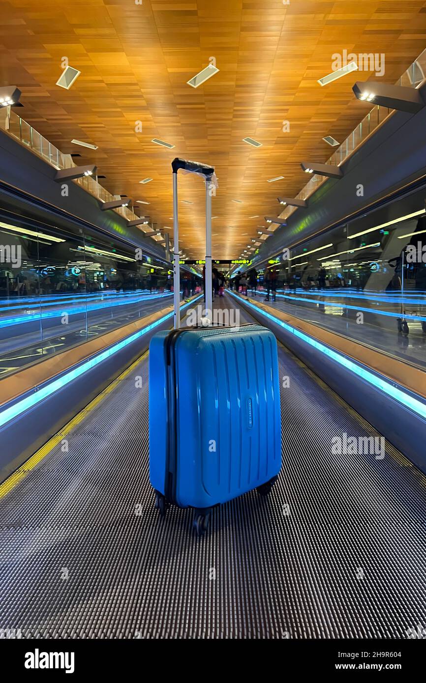 Suitcase traveler baggage for start to travel around the world