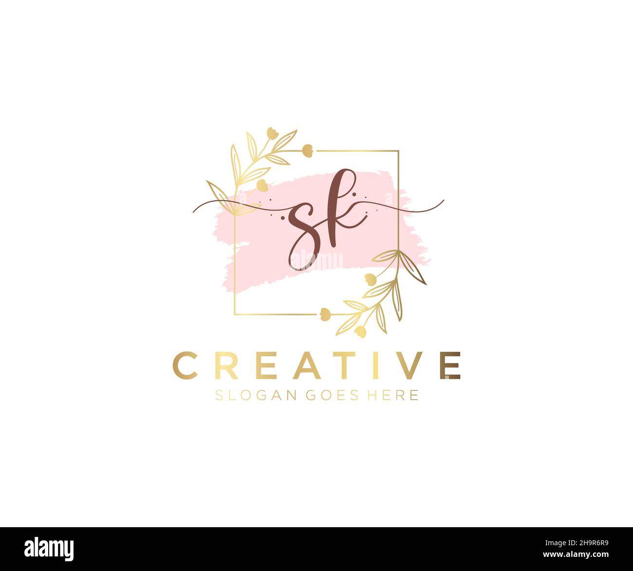 SK feminine logo. Usable for Nature, Salon, Spa, Cosmetic and Beauty ...