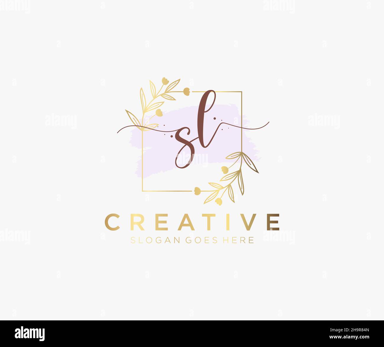 SL feminine logo. Usable for Nature, Salon, Spa, Cosmetic and Beauty Logos. Flat Vector Logo Design Template Element. Stock Vector