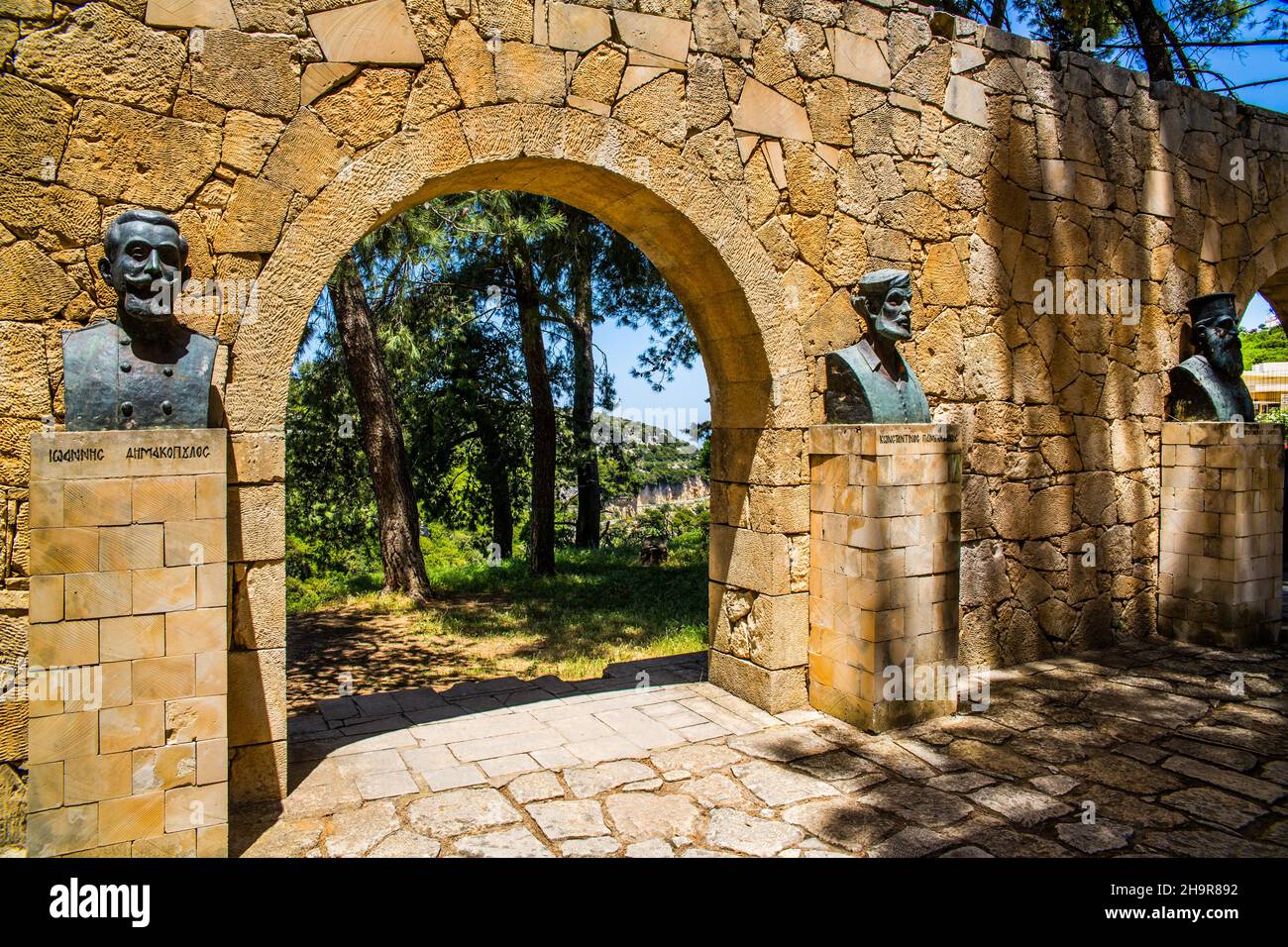 Monument to the Aufstaentischen, most important national monument of Crete, Moni Arkadi, Moni Arkadi, Crete, Greece Stock Photo