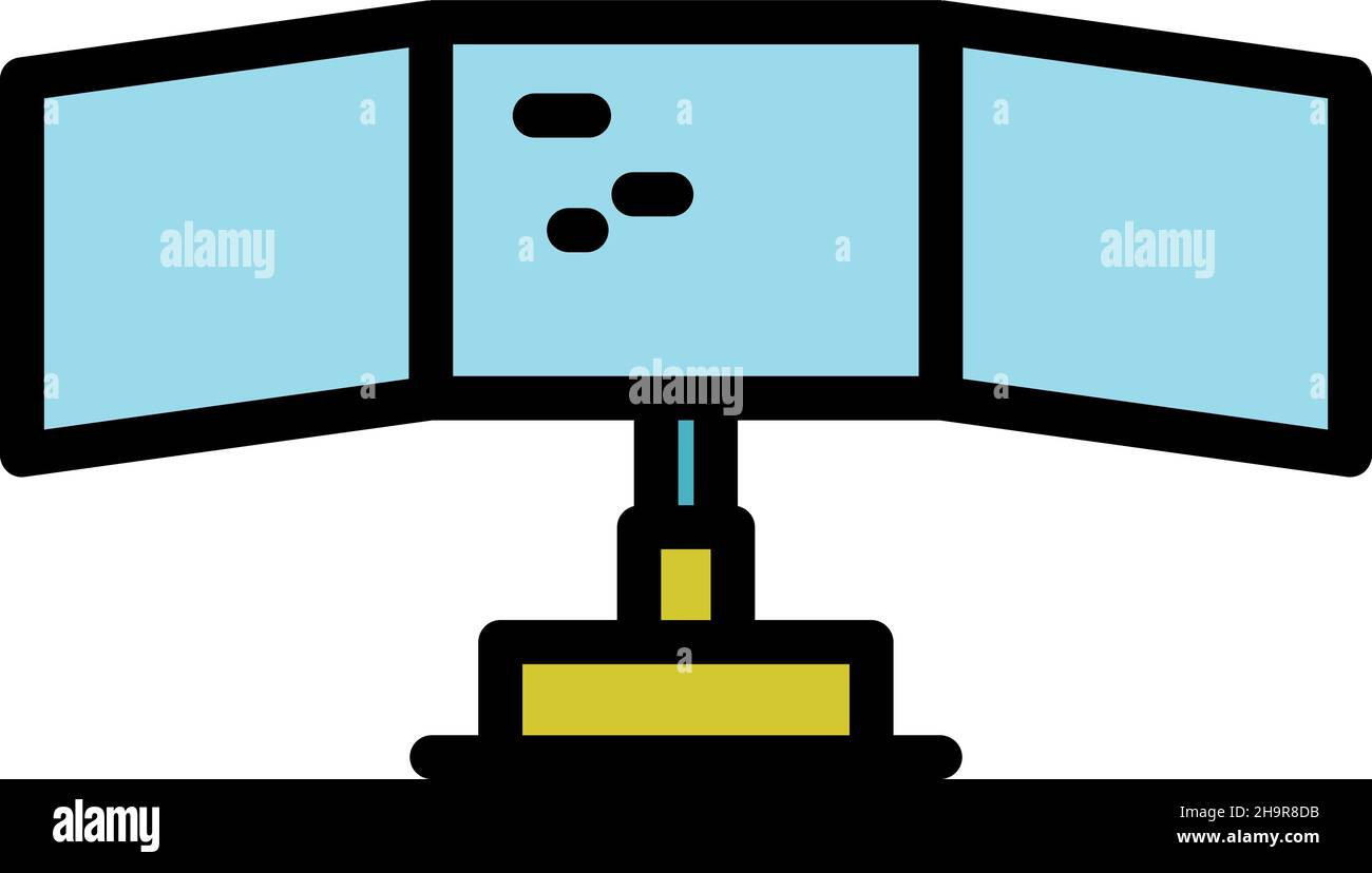 Multi monitor icon. Outline multi monitor vector icon color flat ...