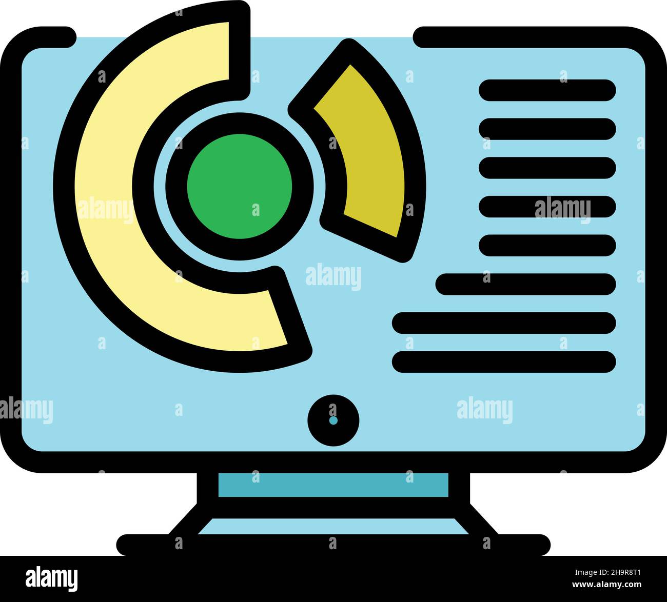 Diagram on monitor icon. Outline diagram on monitor vector icon color flat isolated Stock Vector