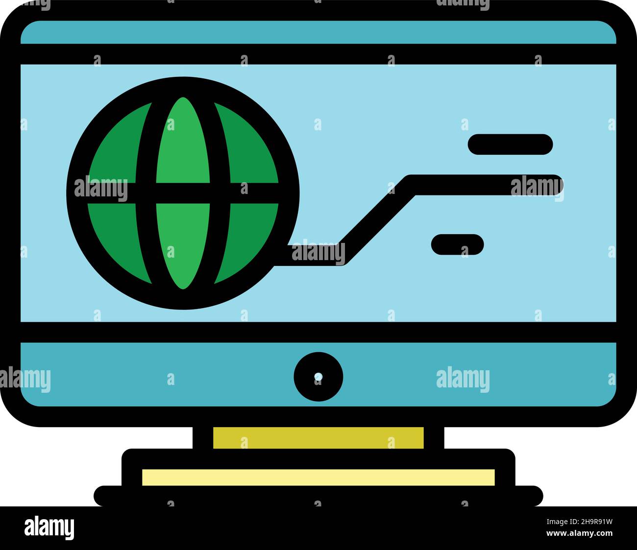 Globe monitor icon. Outline globe monitor vector icon color flat ...