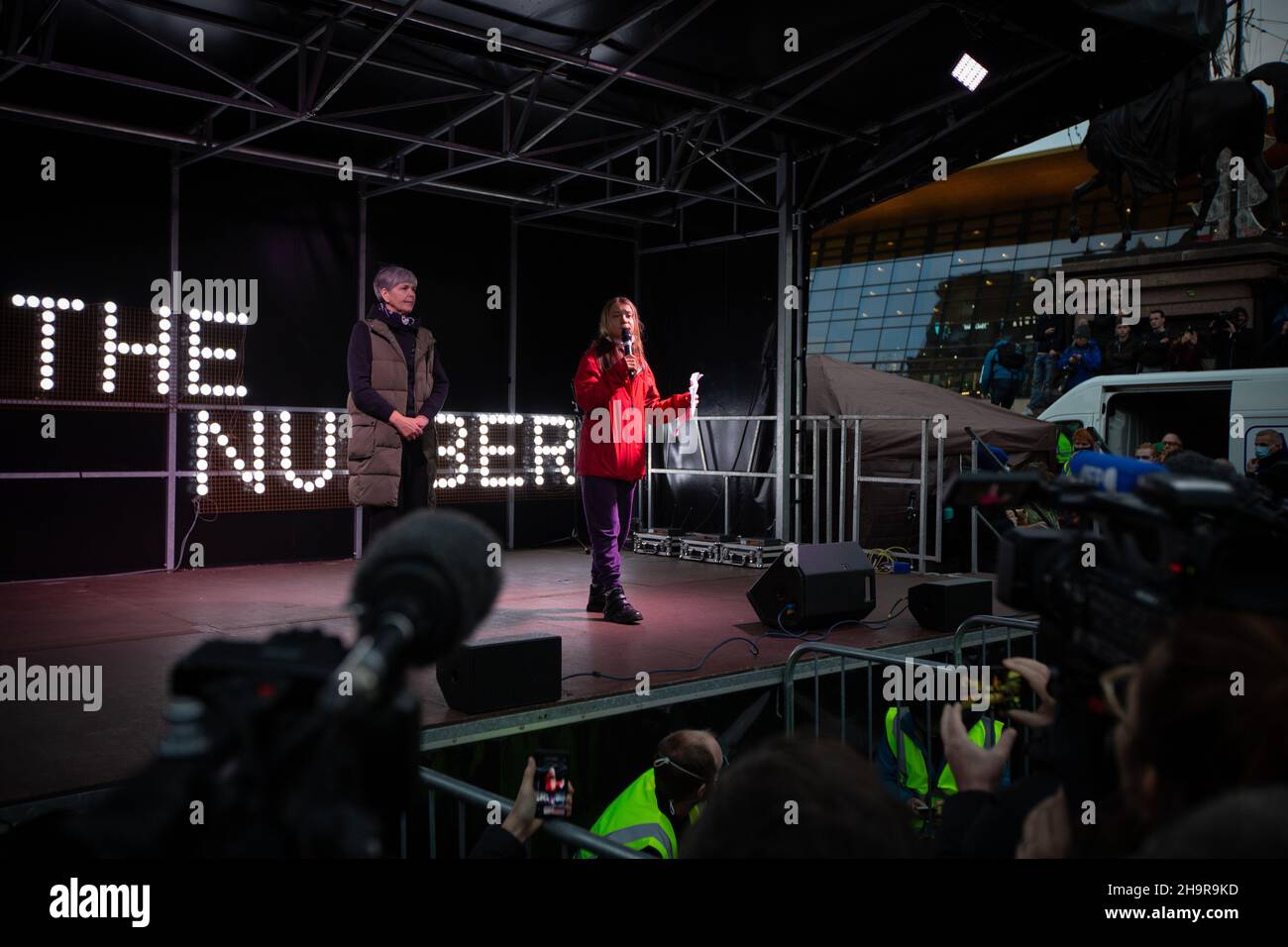 Swedish climate activist Greta Thunberg, Fridays For Future school climate strike, coinciding with the 26th UN Climate Change Conference, known as COP26, currently being held in Glasgow, Scotland, on 5 November 2021. Stock Photo