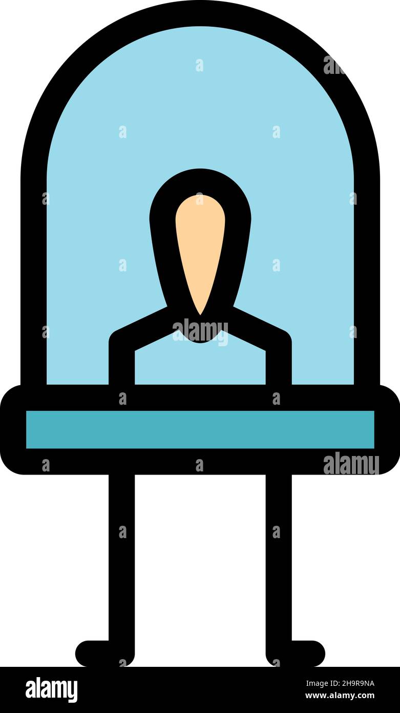 Light diode icon. Outline light diode vector icon color flat isolated Stock Vector