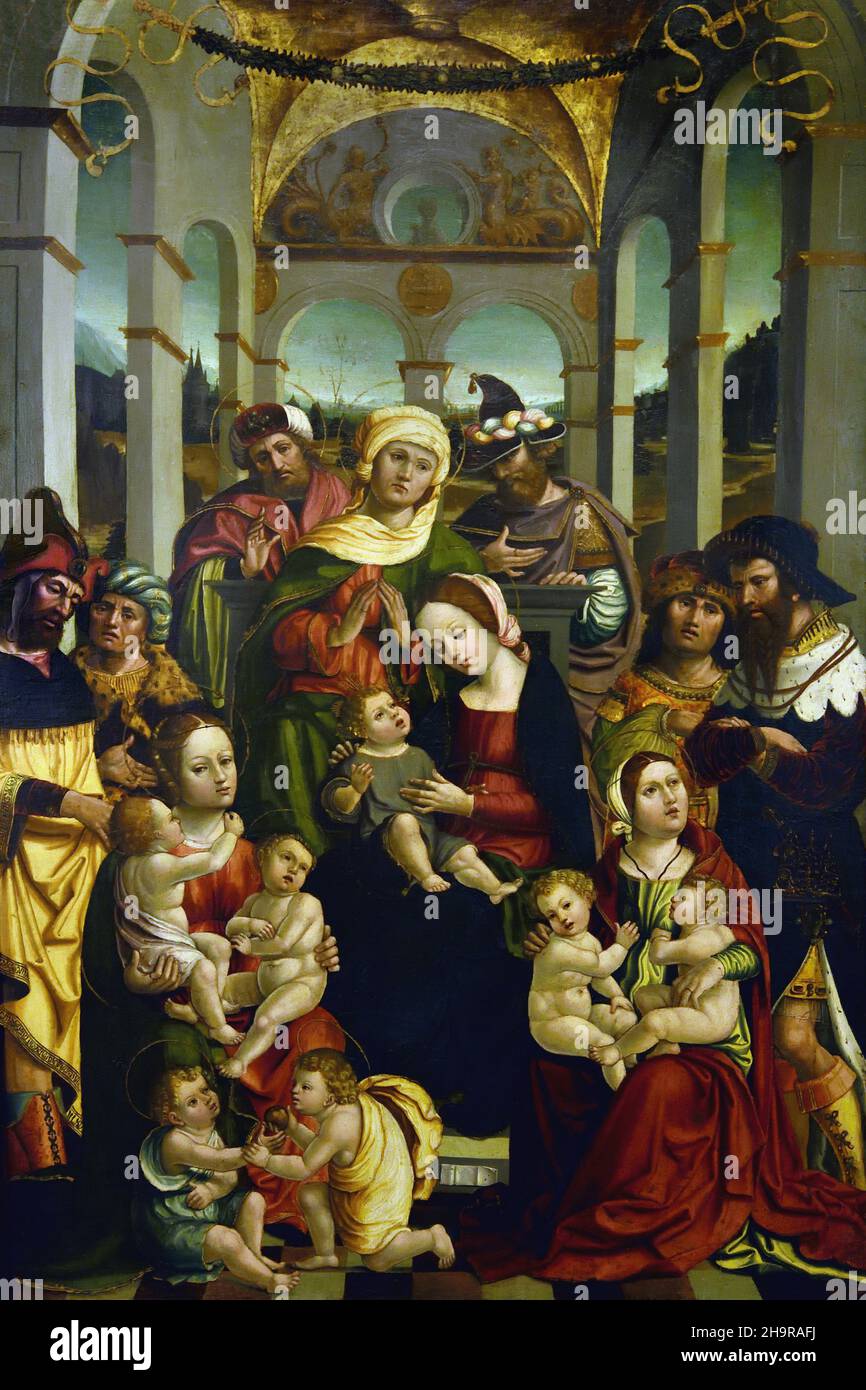 Genealogy of the Virgin,1501-03,  Gandolfino da Roreto (1493-1518) Italy, Italian. Stock Photo