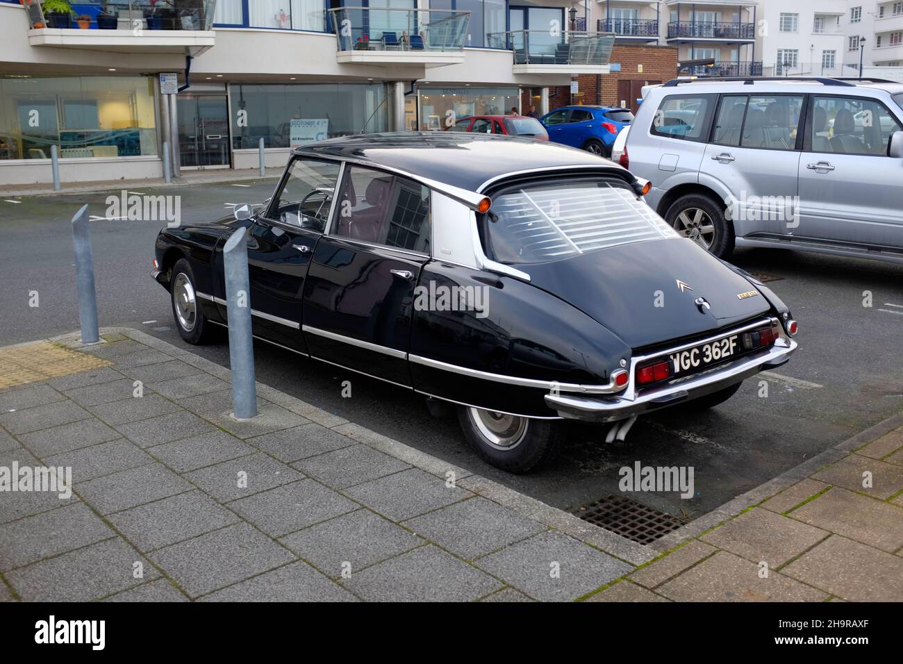 black,French,France,Citroen,Citroën,DS,Classic,Car,Parade,Cowes,Isle of Wight,England, Stock Photo