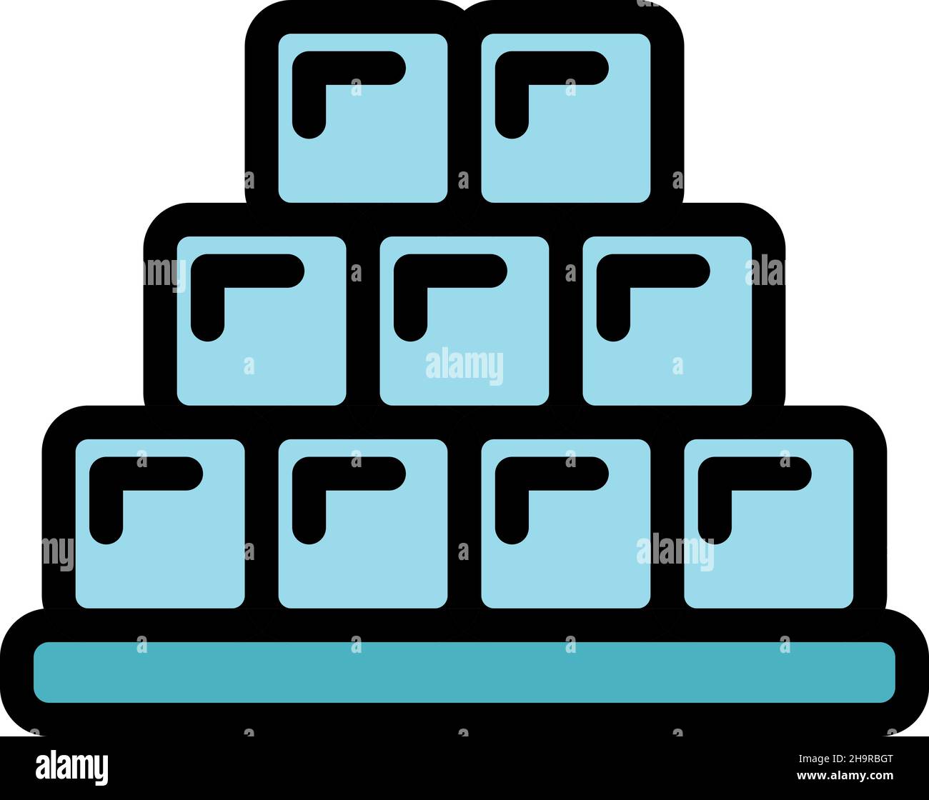 Ice cubes icon. Outline ice cubes vector icon color flat isolated Stock ...