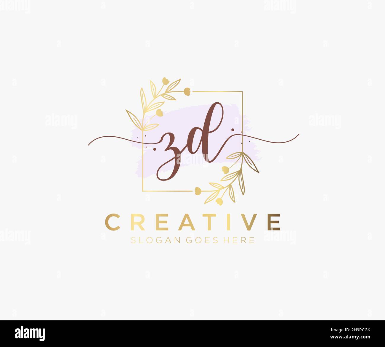 ZD feminine logo. Usable for Nature, Salon, Spa, Cosmetic and Beauty Logos. Flat Vector Logo Design Template Element. Stock Vector