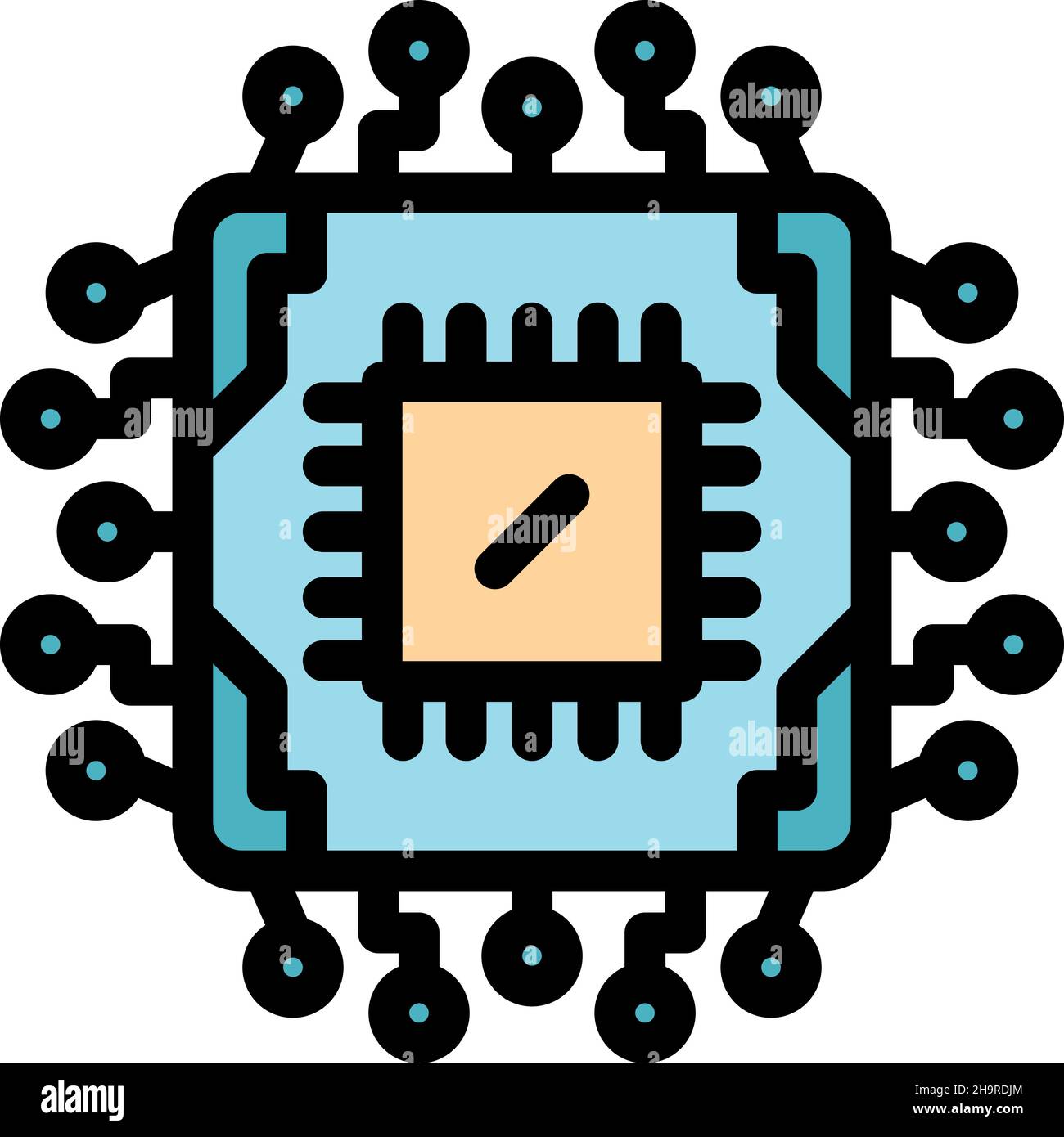 Electronic processor icon. Outline electronic processor vector icon color flat isolated Stock Vector