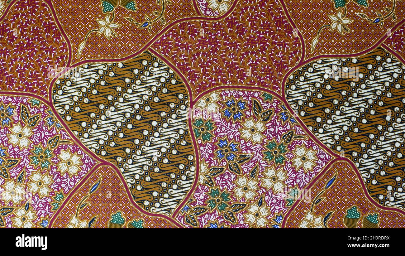 local batik texture, Indonesian culture recognized by UNESCO for Humanitarian Heritage for Oral and Intangible Culture. Stock Photo