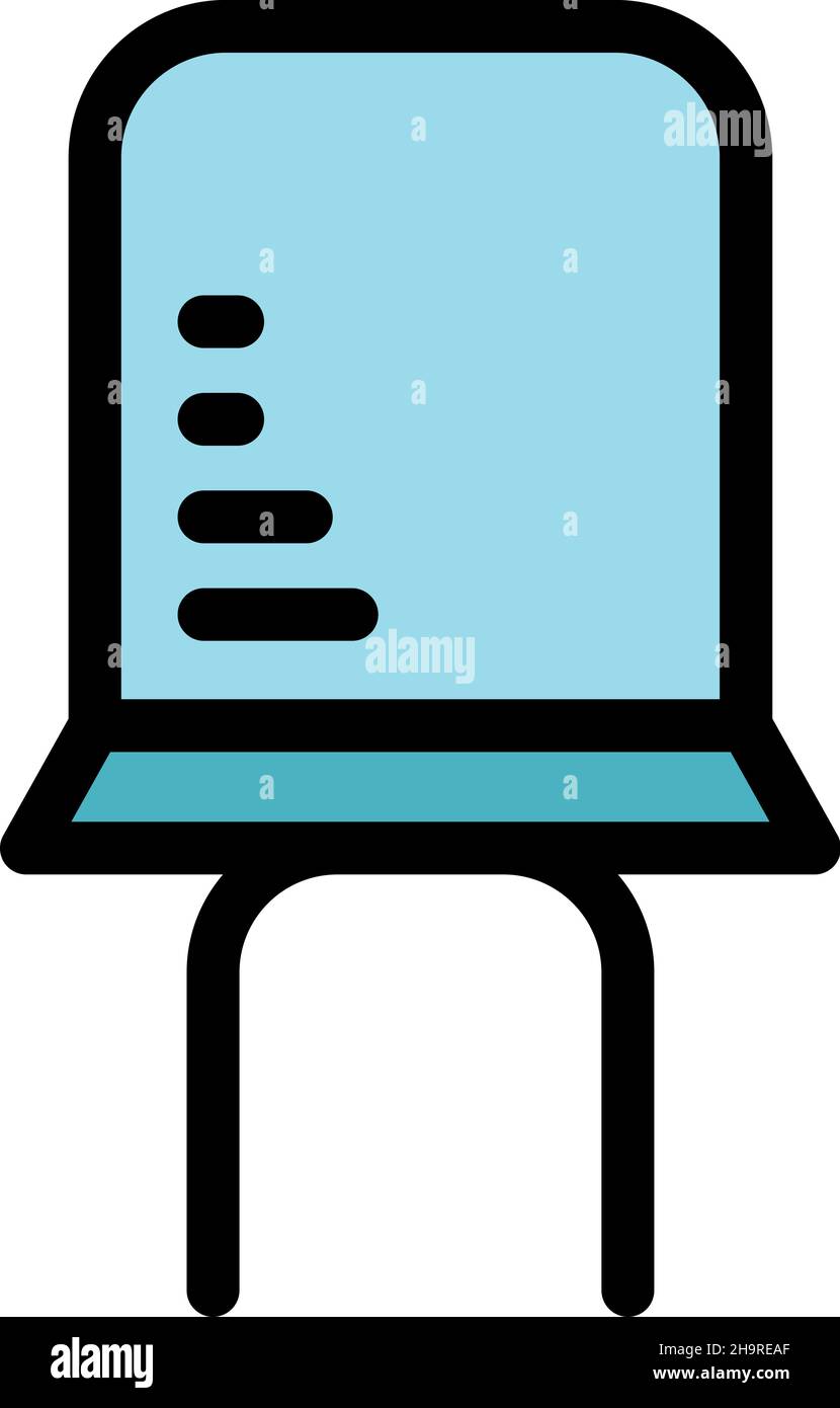 Semiconductor capacitor icon. Outline semiconductor capacitor vector icon color flat isolated Stock Vector