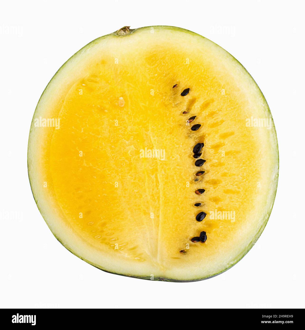 Yellow watermelon isolated on white background. Clipping path Stock Photo