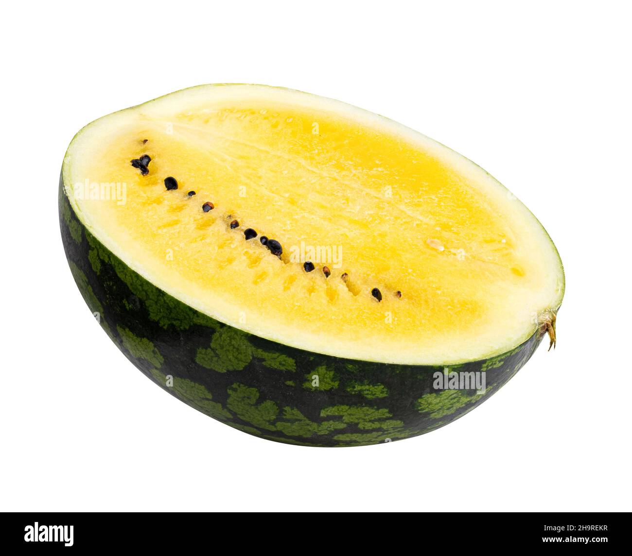 Yellow watermelon isolated on white background. Clipping path Stock Photo