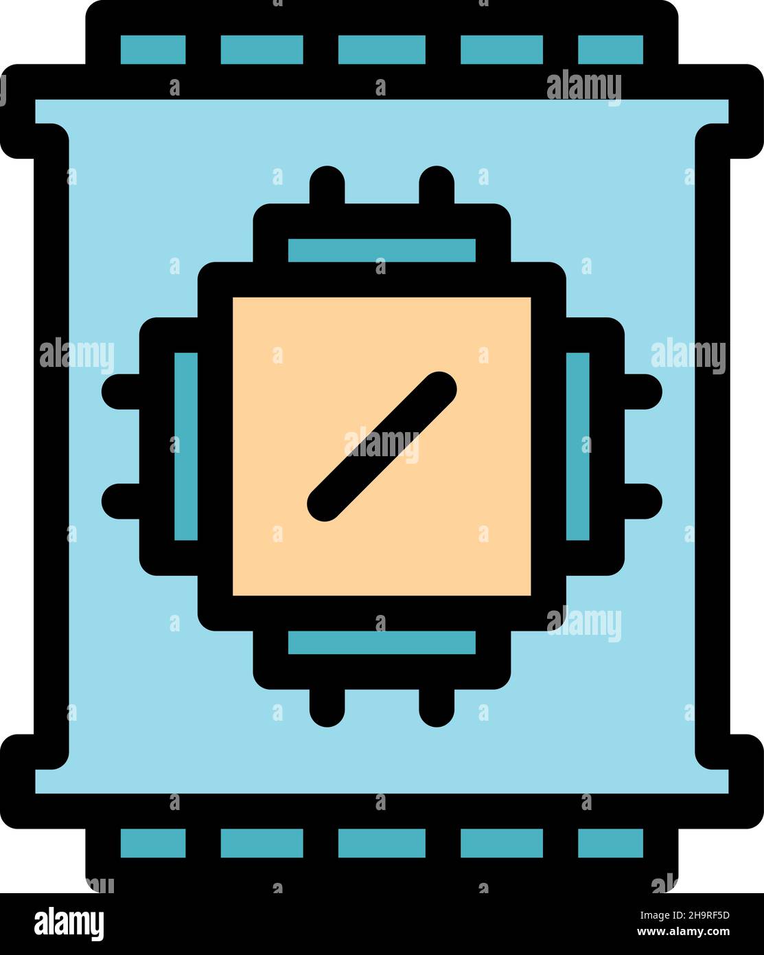 Computer processor icon. Outline computer processor vector icon color ...