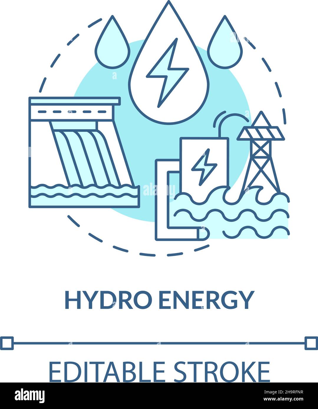 Hydro energy turquoise blue concept icon Stock Vector