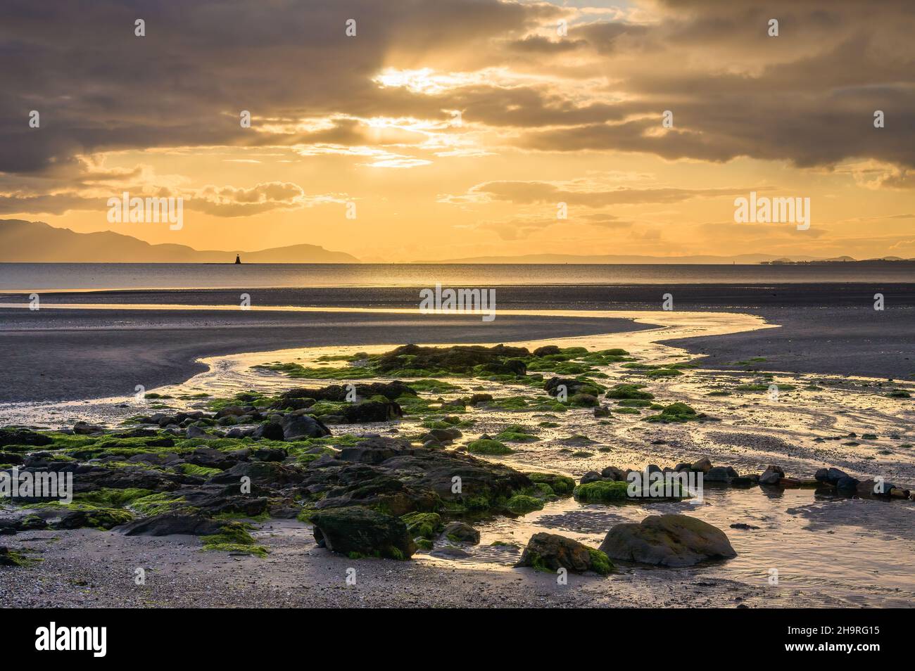 Beautiful sunset beach in Troon, Saint Meddans, United Kingdom Stock