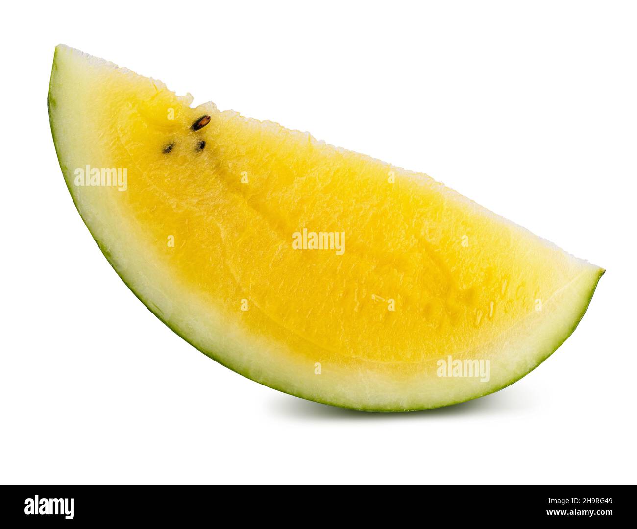Yellow watermelon isolated on white background. Clipping path Stock Photo