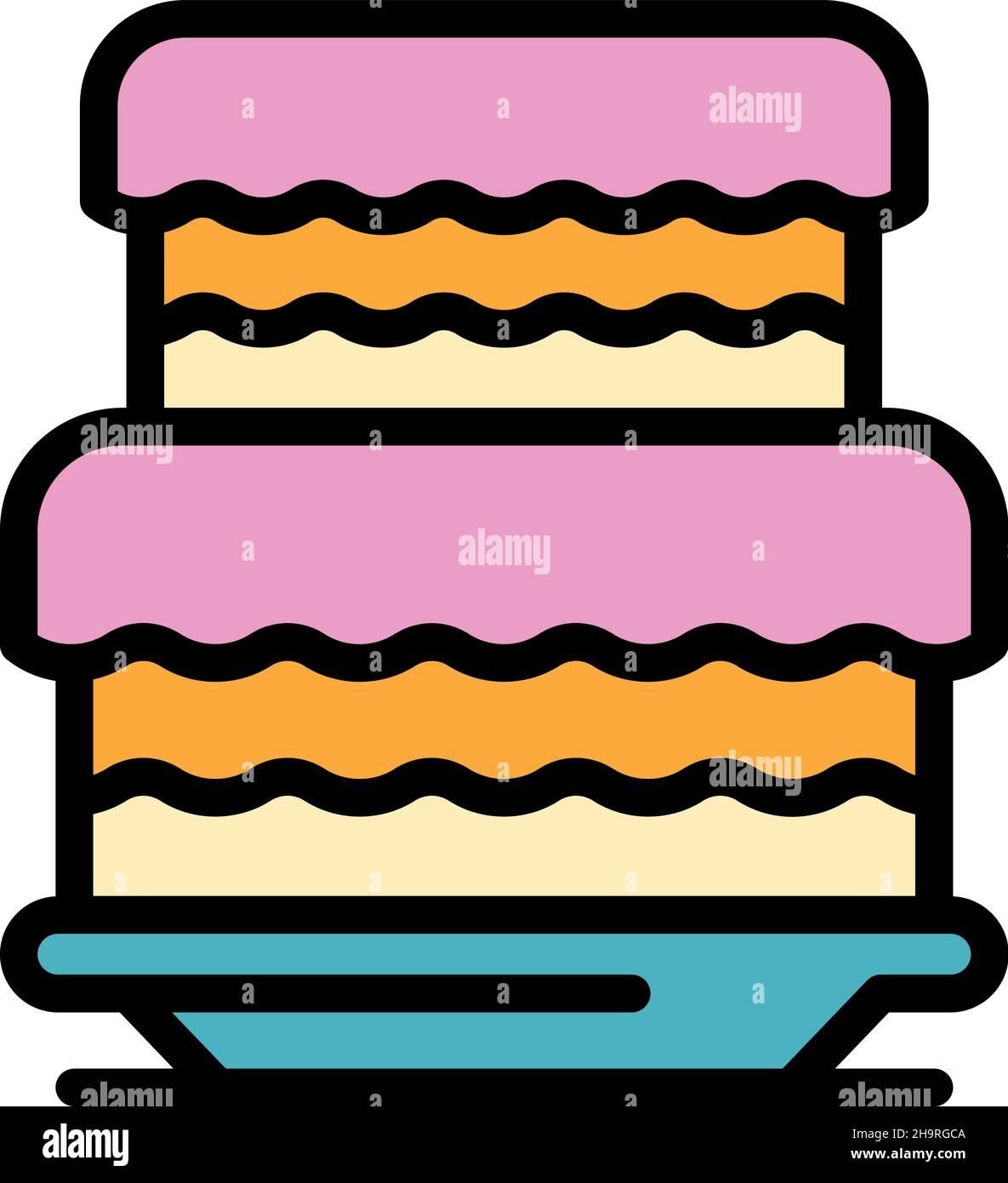 Berry cake icon. Outline berry cake vector icon color flat isolated ...