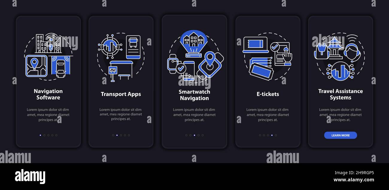 Passenger transport digitalization onboarding mobile app page screen Stock Vector