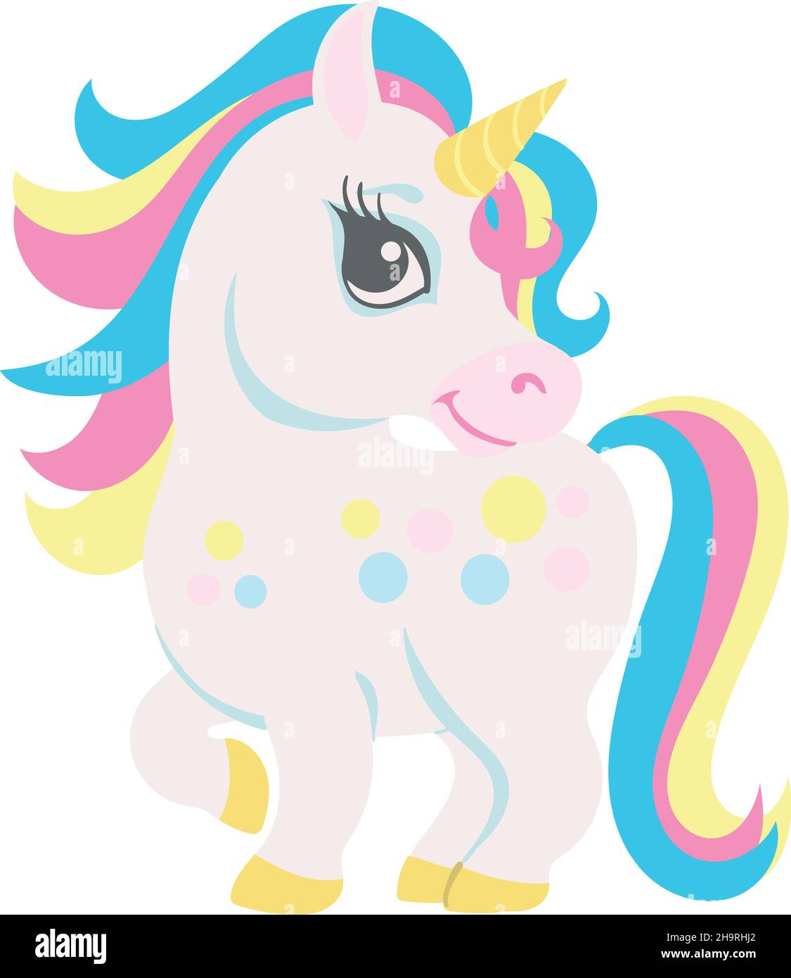 Cute Unicorn Standing. Happy Cartoon Animal Smiling Stock Vector Image 