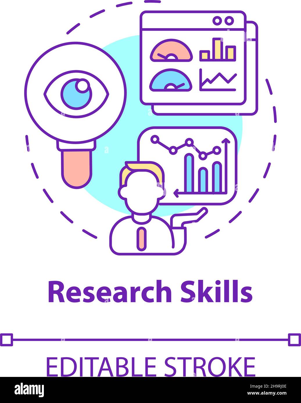 Research skills concept icon Stock Vector Image & Art - Alamy