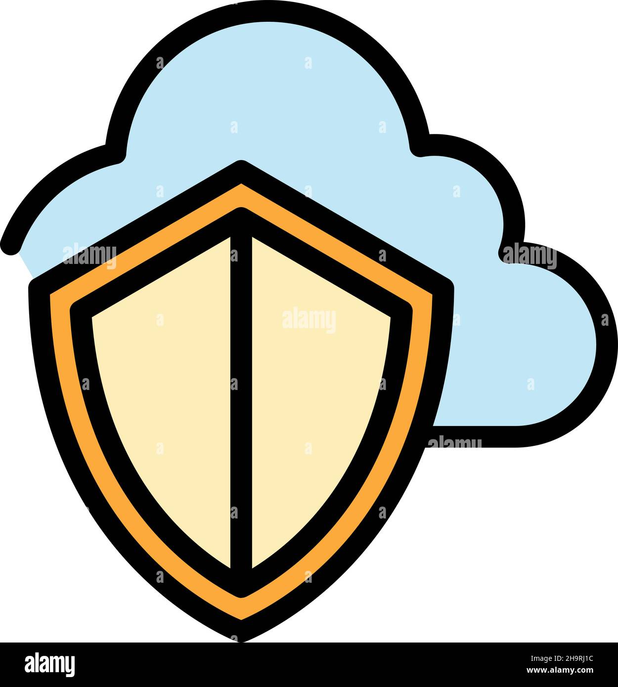 Data cloud shield icon. Outline data cloud shield vector icon color ...