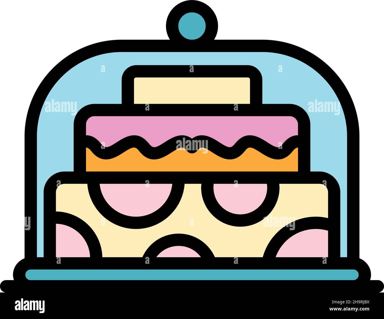 Cake icon. Outline cake vector icon color flat isolated Stock Vector ...