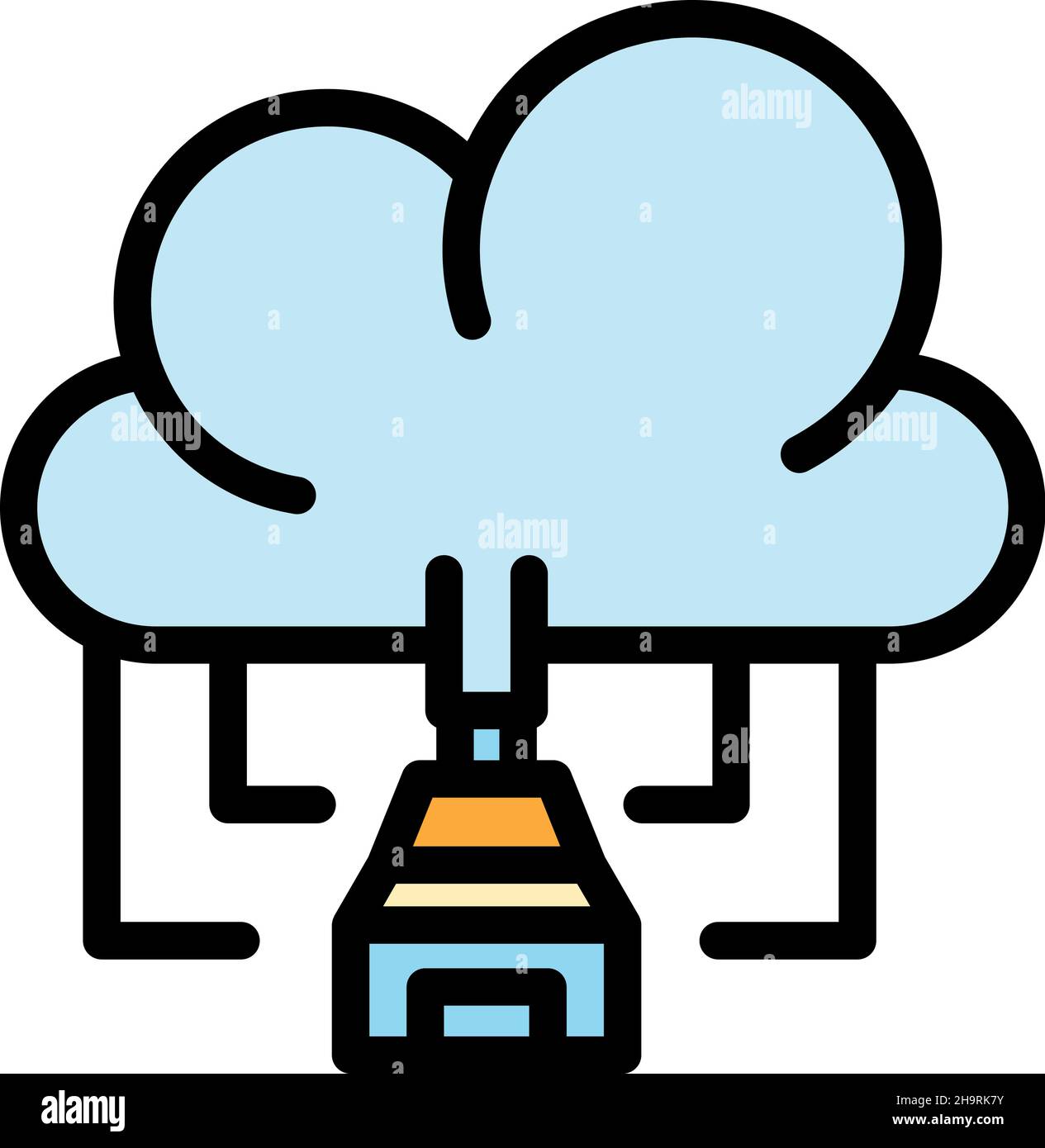 Data cloud icon. Outline data cloud vector icon color flat isolated Stock Vector